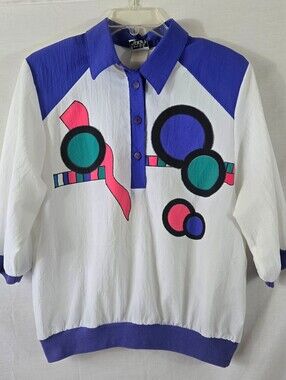 Vintage 1980s Teddi Sport Women's White Pullover Top Size XL
